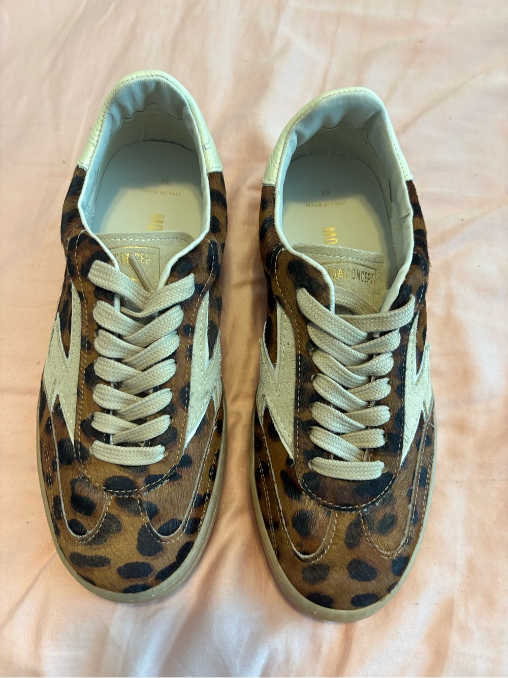 MOA CONCEPT Leopard Pony Hair Double Club Platform Sneakers